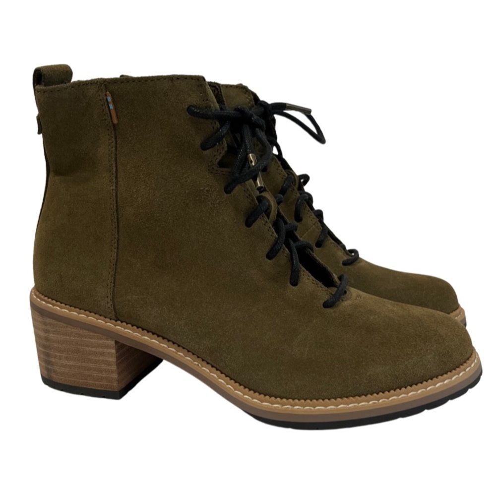Toms Finn Boots Military Olive Suede Size 8